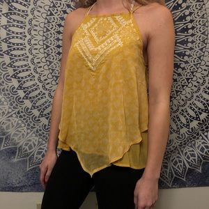 Yellow flowy patterned tank top